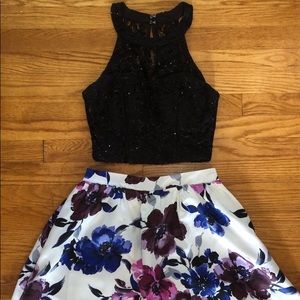 2 Piece Floral Skirt with POCKETS Homecoming Dress